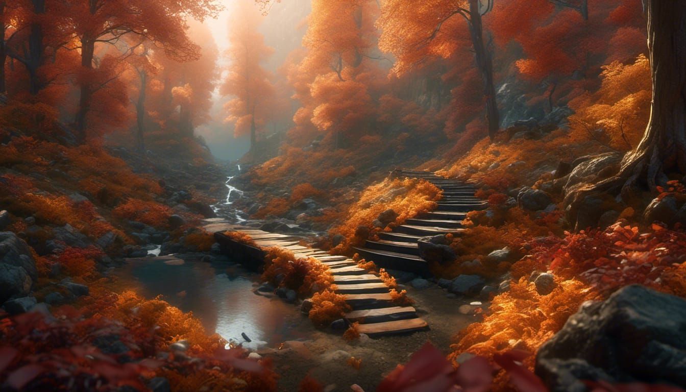 Autumn Forest Scene Inside Glass Suitcase