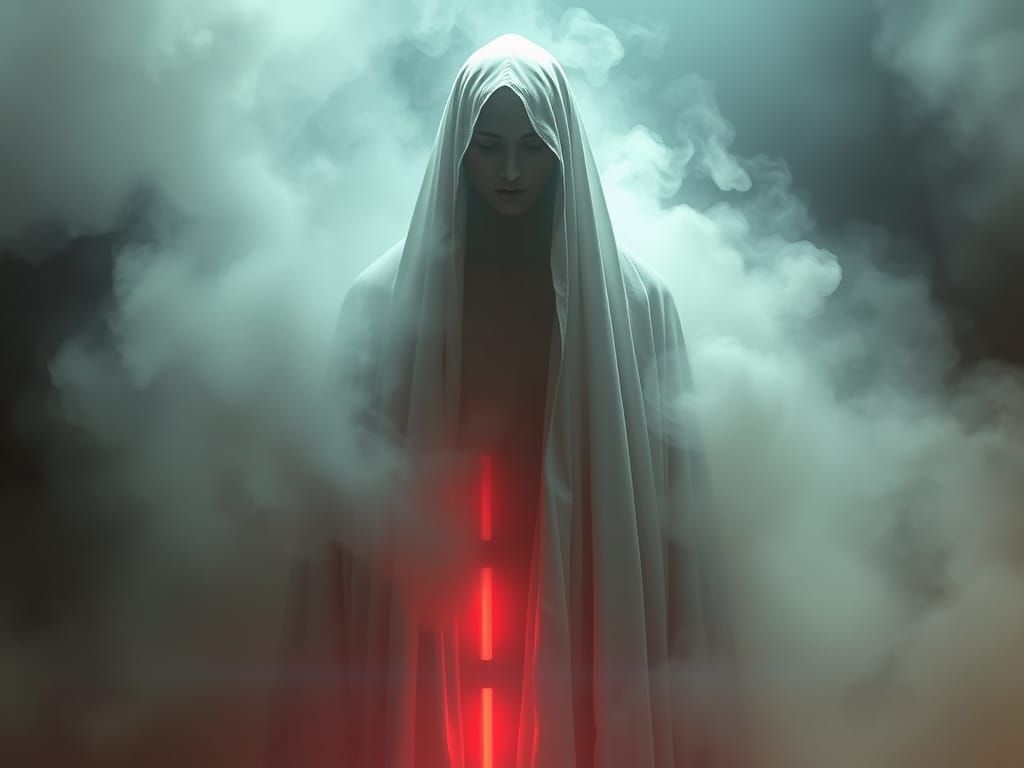 Smoky Figure in White Robe, Ethereal Art