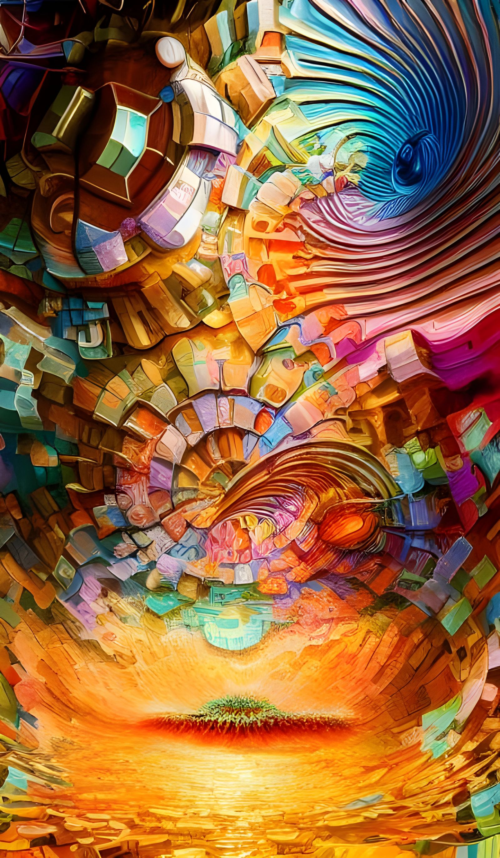 Geometric Abstract Art in Striking Polychromatic Cycles