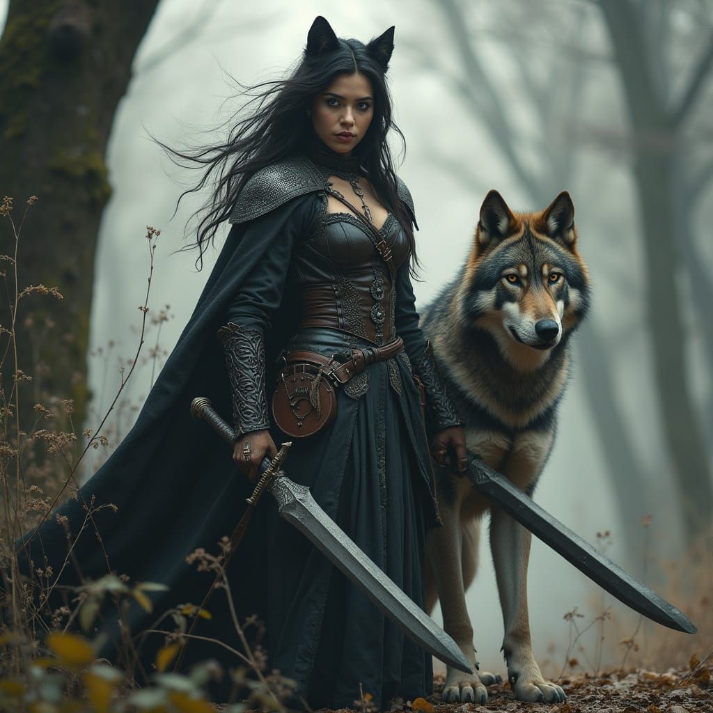 Gothic Female Warrior in Dark Fantasy Style