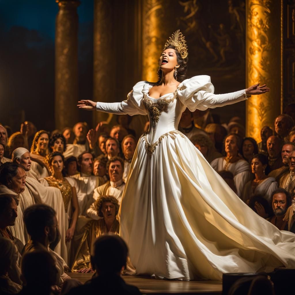 Baroque Opera Singer in Ornate Gown