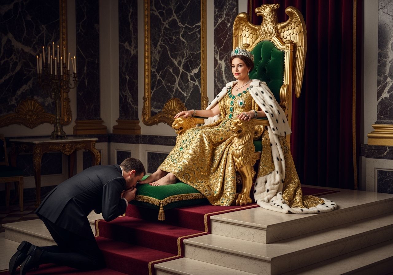 French Empress on Eagle Throne in Opulent Palace