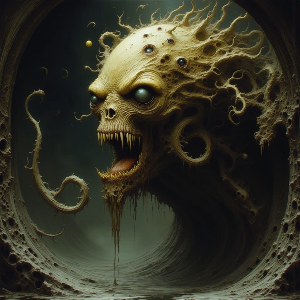 Horrifying Lovecraftian Face in Macabre Chamber