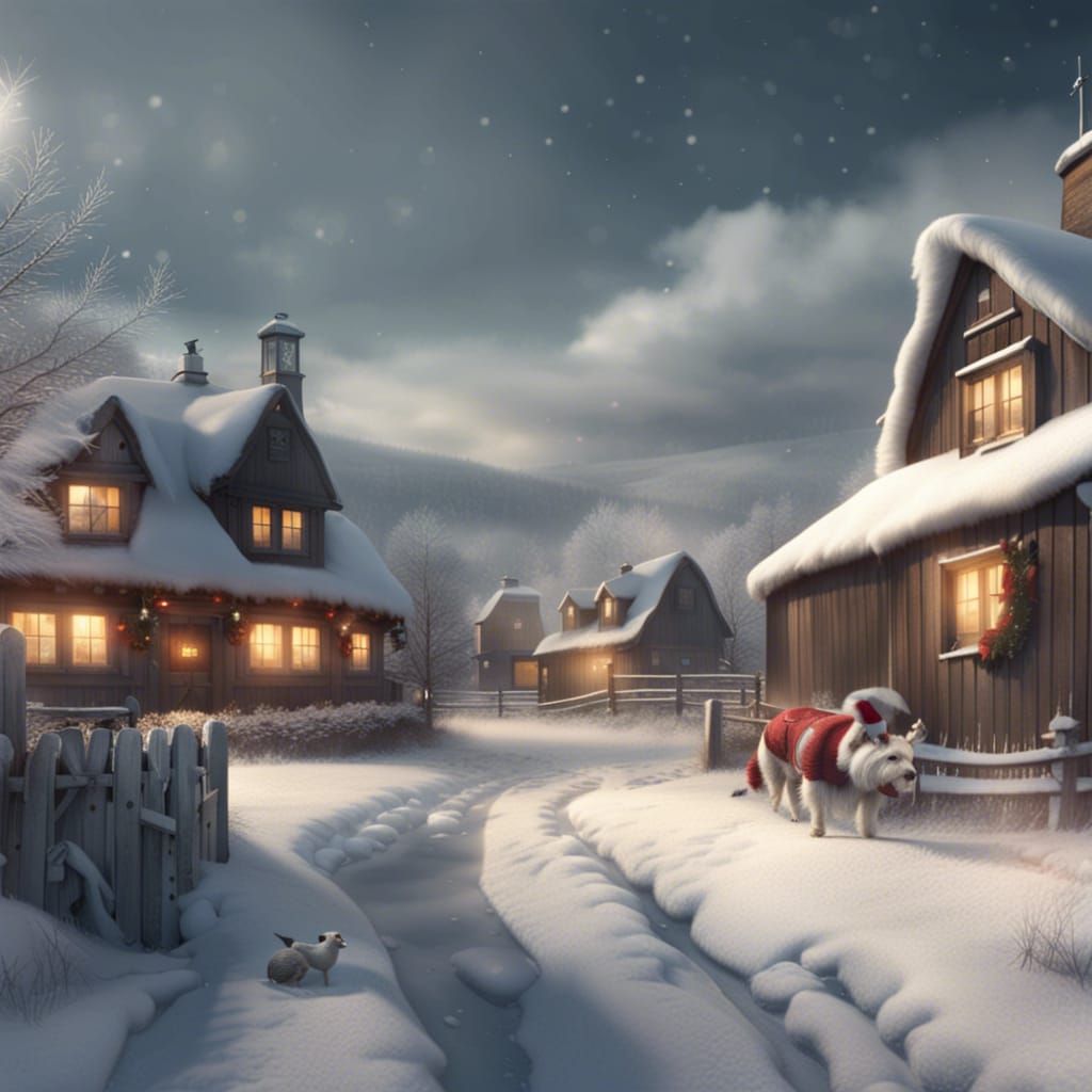 Festive Christmas Farm in Detailed Matte Painting