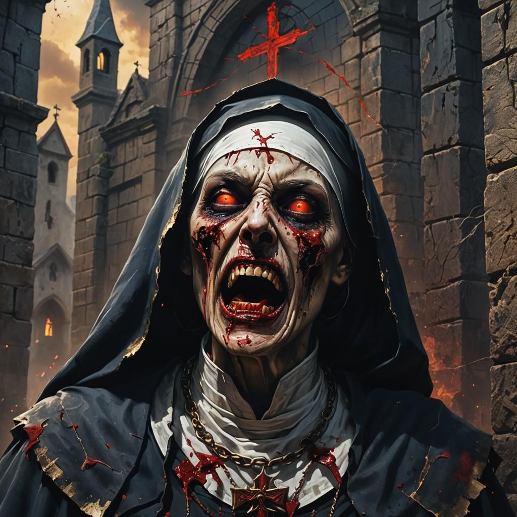 Dark Fantasy Zombie Nuns in Agony