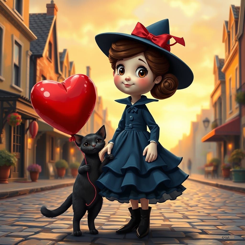 Wool Mary Poppins in Digital Oil Painting Style