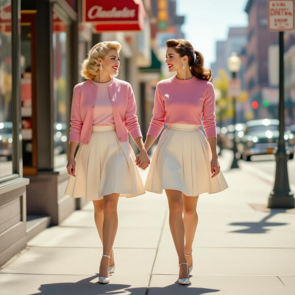 1950s Couple Strolling in Kodachrome City