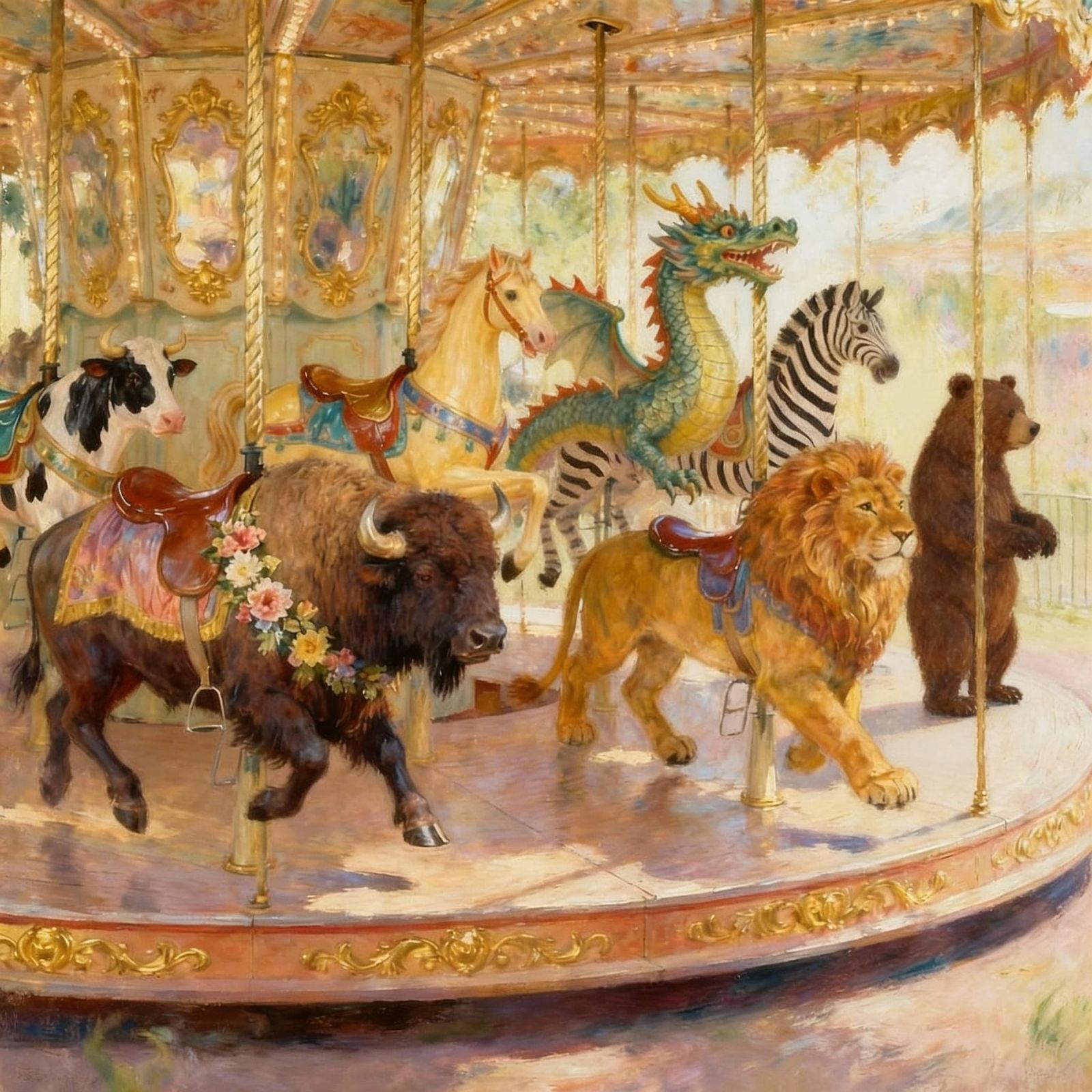 Dentzel Carousel Animals in Degas Style