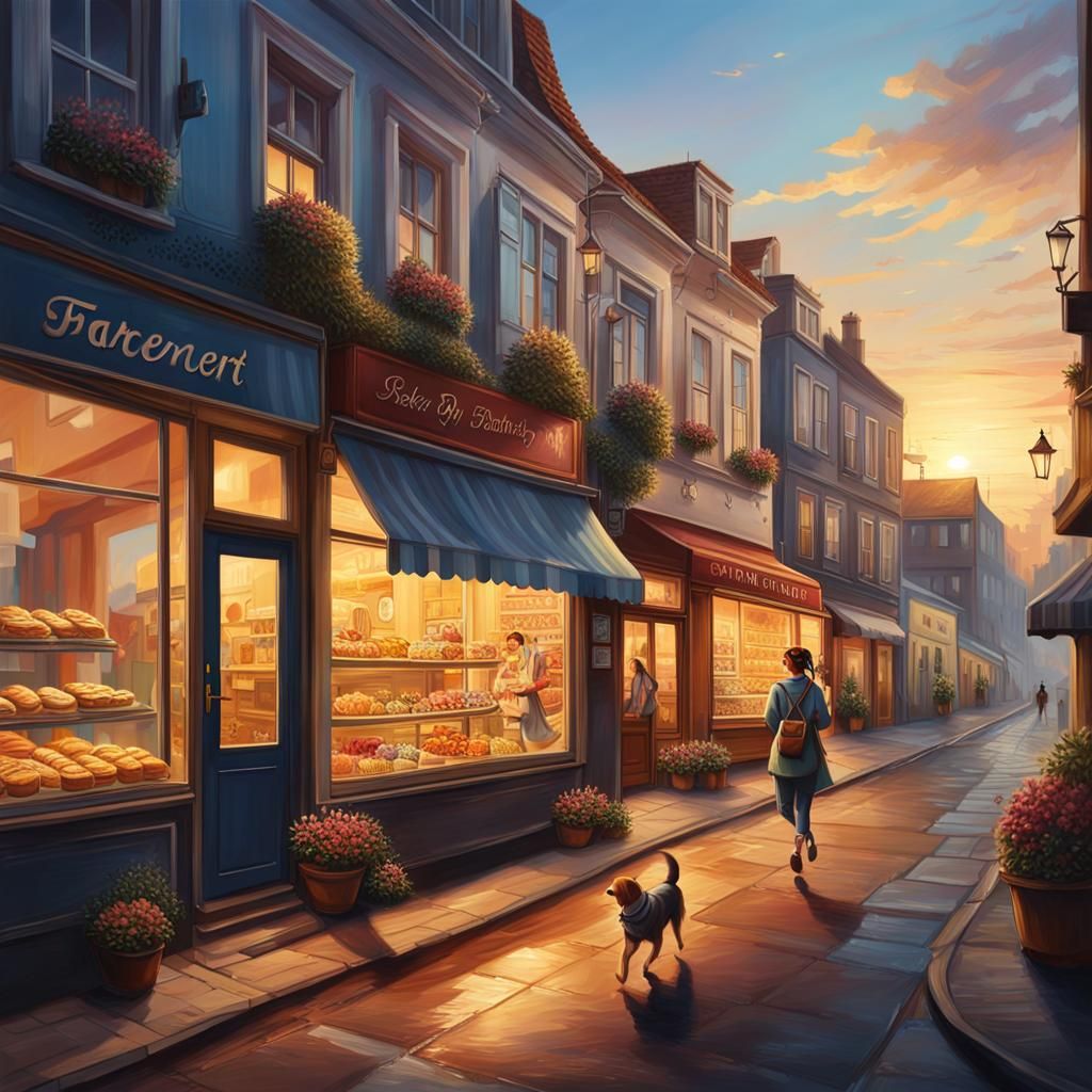 Peaceful Evening Street Scene at Sunset