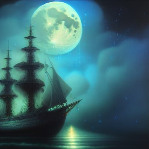 Moonlit Ghostship in Gilbert Williams Style