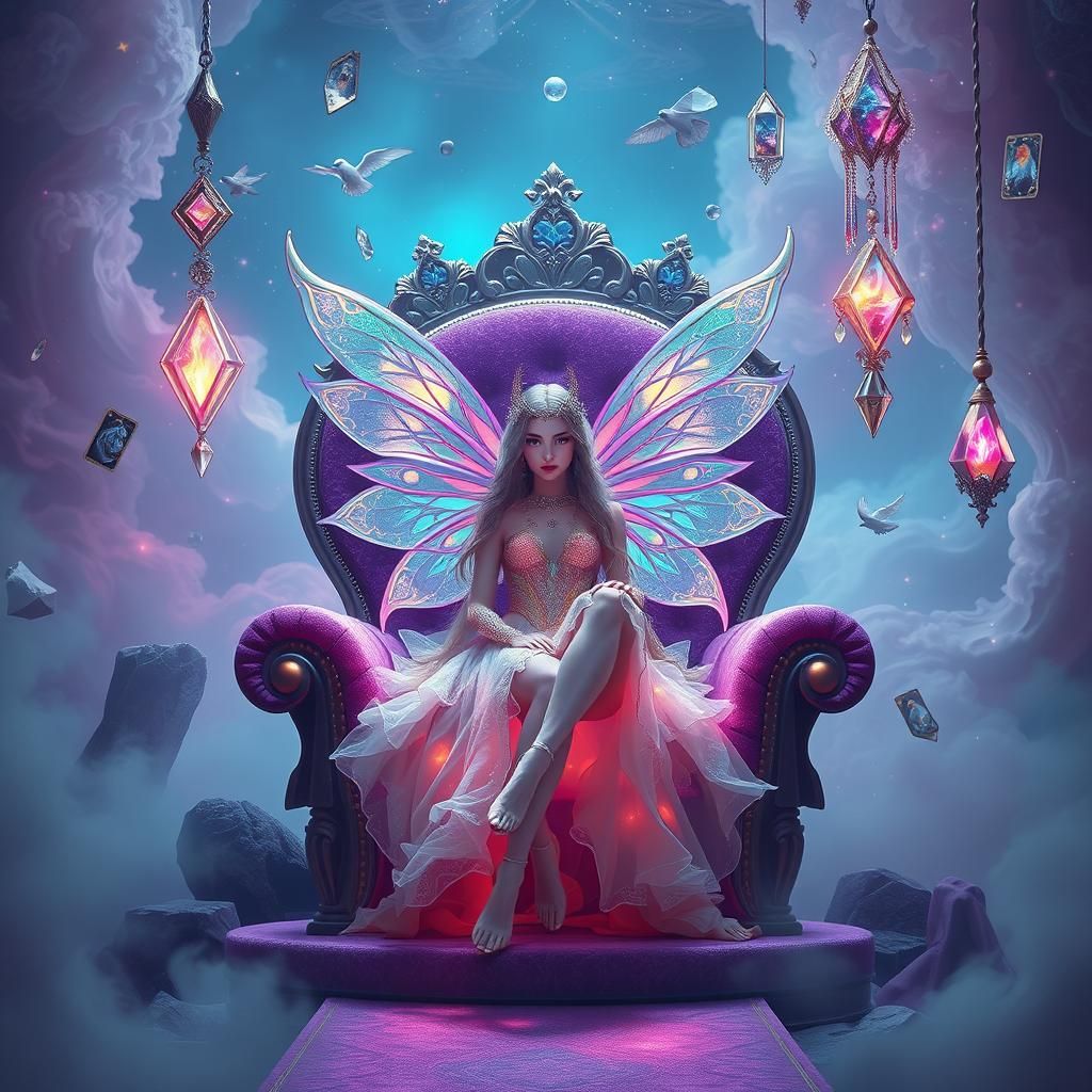 Fairy Queen on Vaporwave Throne, Concept Art