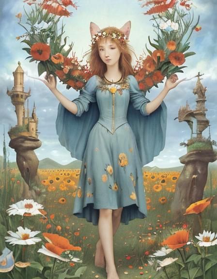 Surreal Dream of Utopia: Anthropomorphic Flowers in Oil