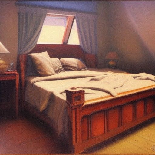 Monster Under Bed in Oil Painting Style