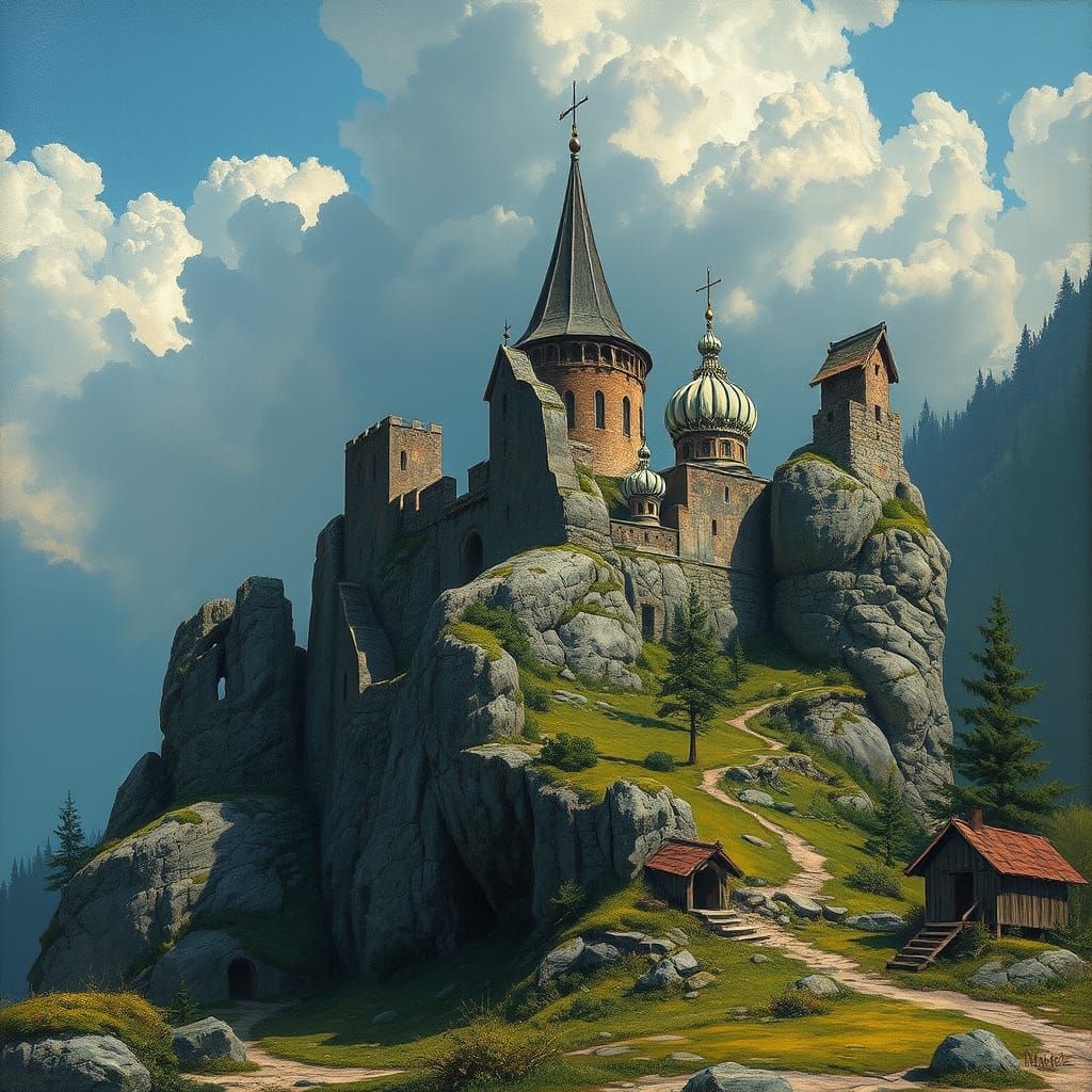 Surreal Pathfinder Scene in Tomasz Setowski Style