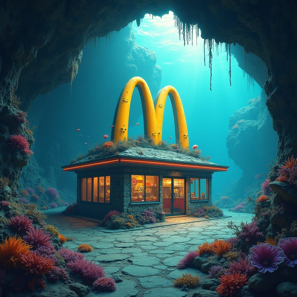 Underwater McDonald's Hidden in Coral Cave