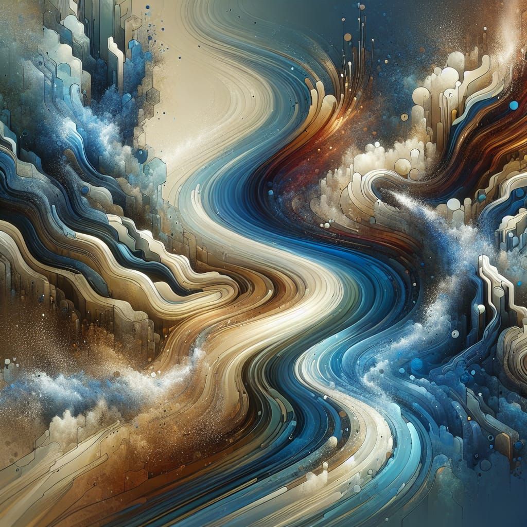 Abstract River Confluence: Swirling Colors in Geneva