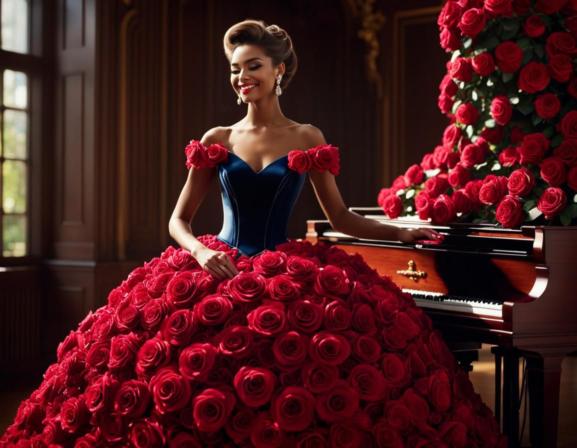 Rose Ballgown Couture in Music Conservatory
