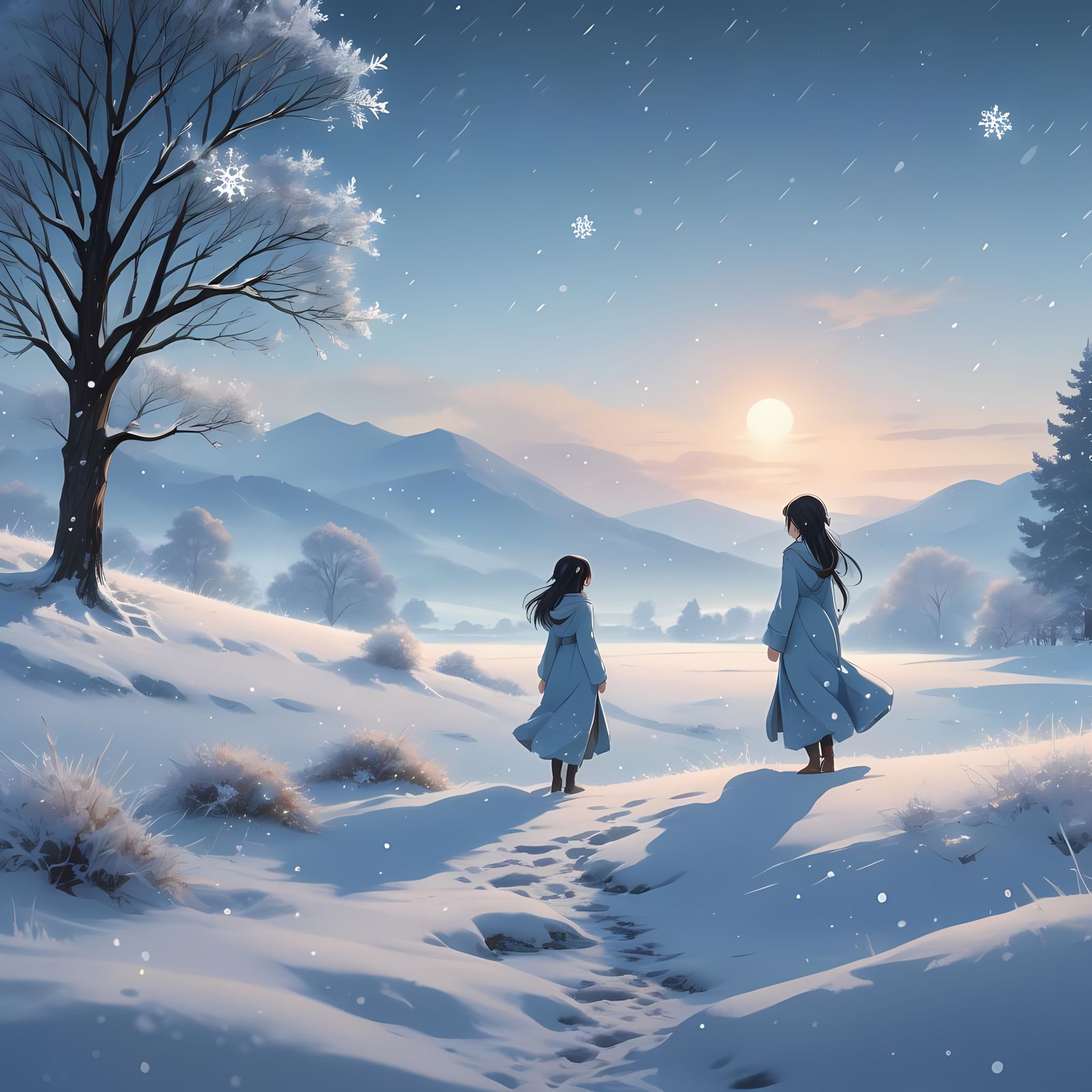 Anime Snow Scene: A Winter Wonderland