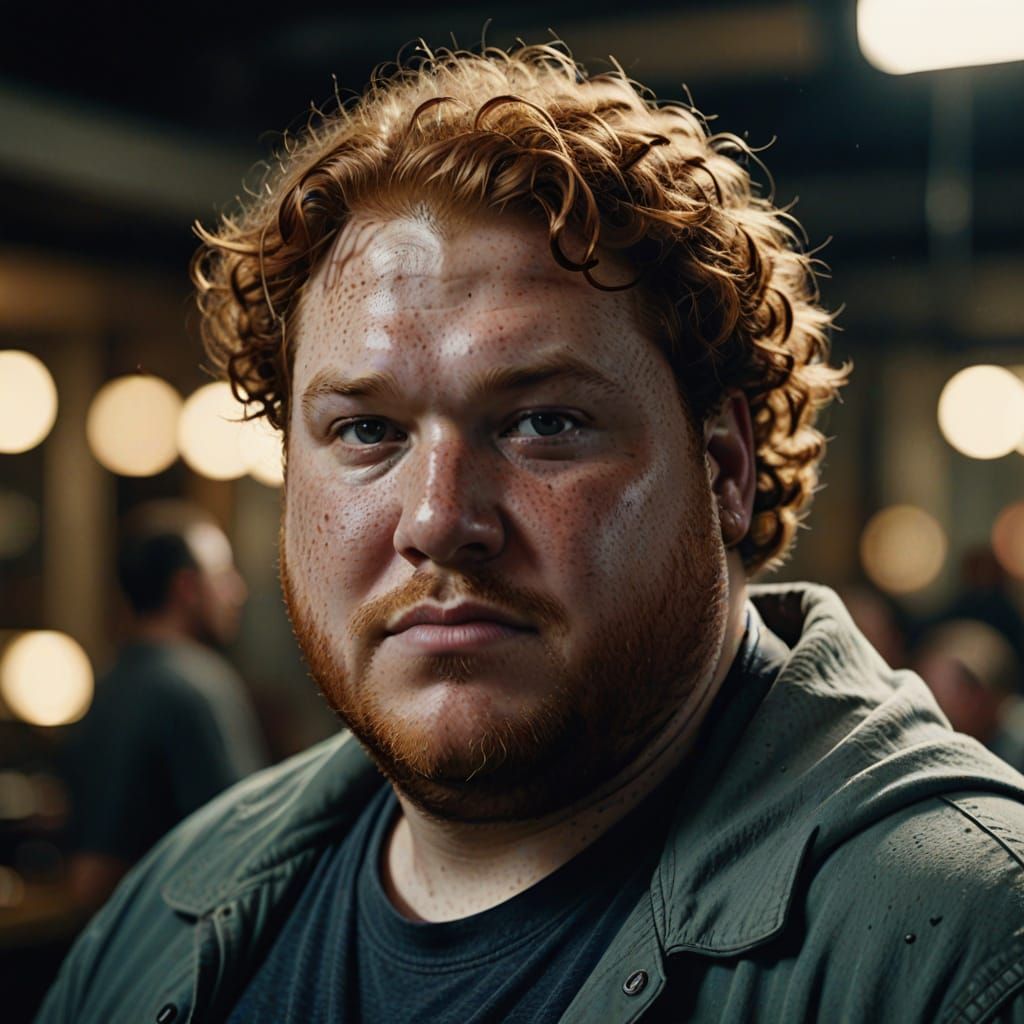 Hyperrealistic Portrait of Obese Paraplegic Man