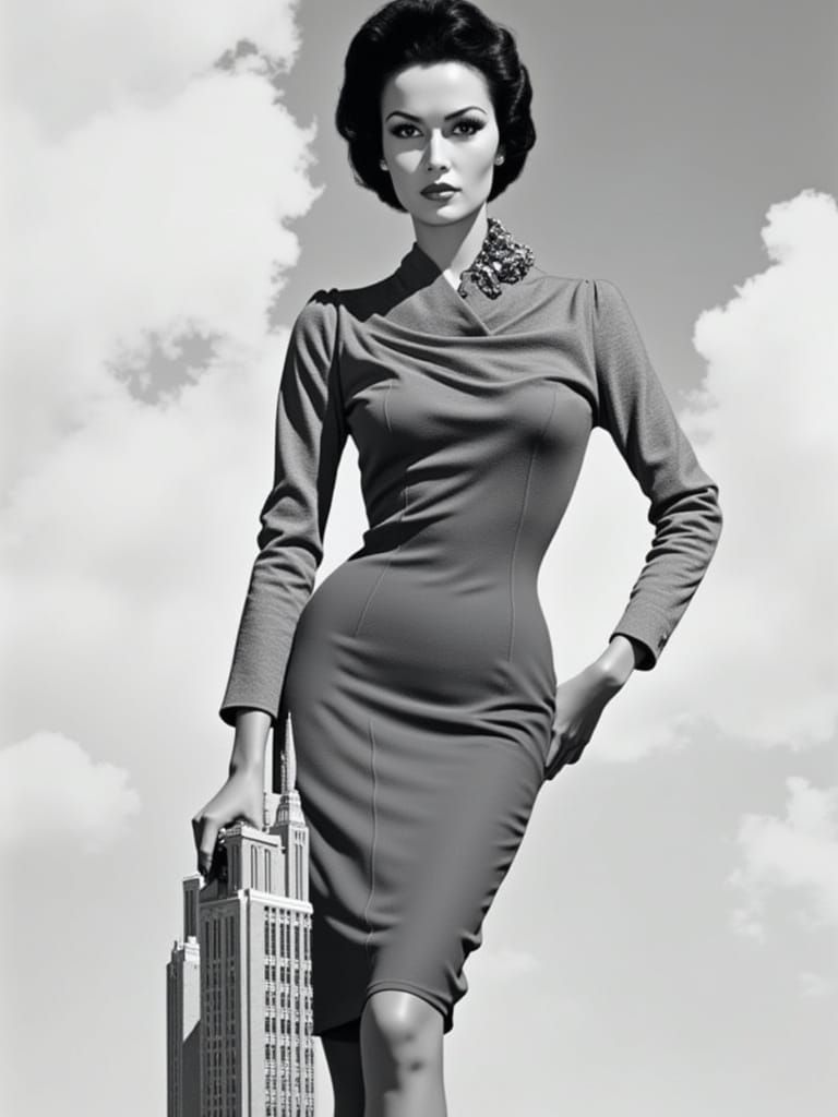 Abstract Brutalist Image of Woman on Building