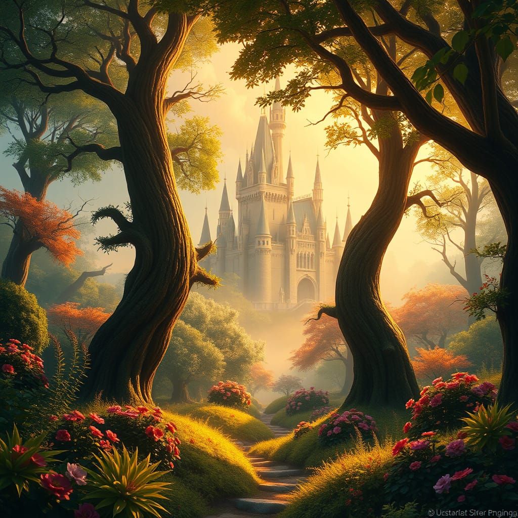 Whimsical Fairytale Woodland with Majestic Castle