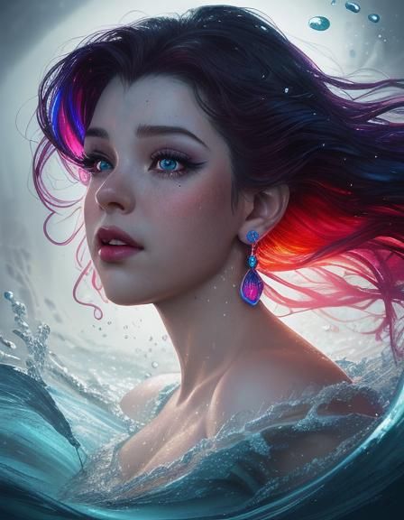 Hyperrealistic Little Mermaid with Shining Eyes