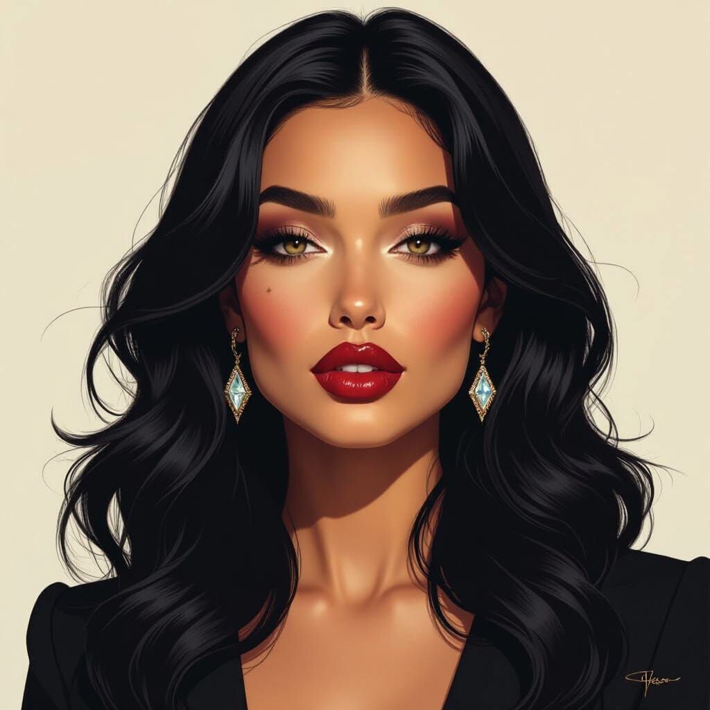 Queen with Glowing Eyes in Baroque Style