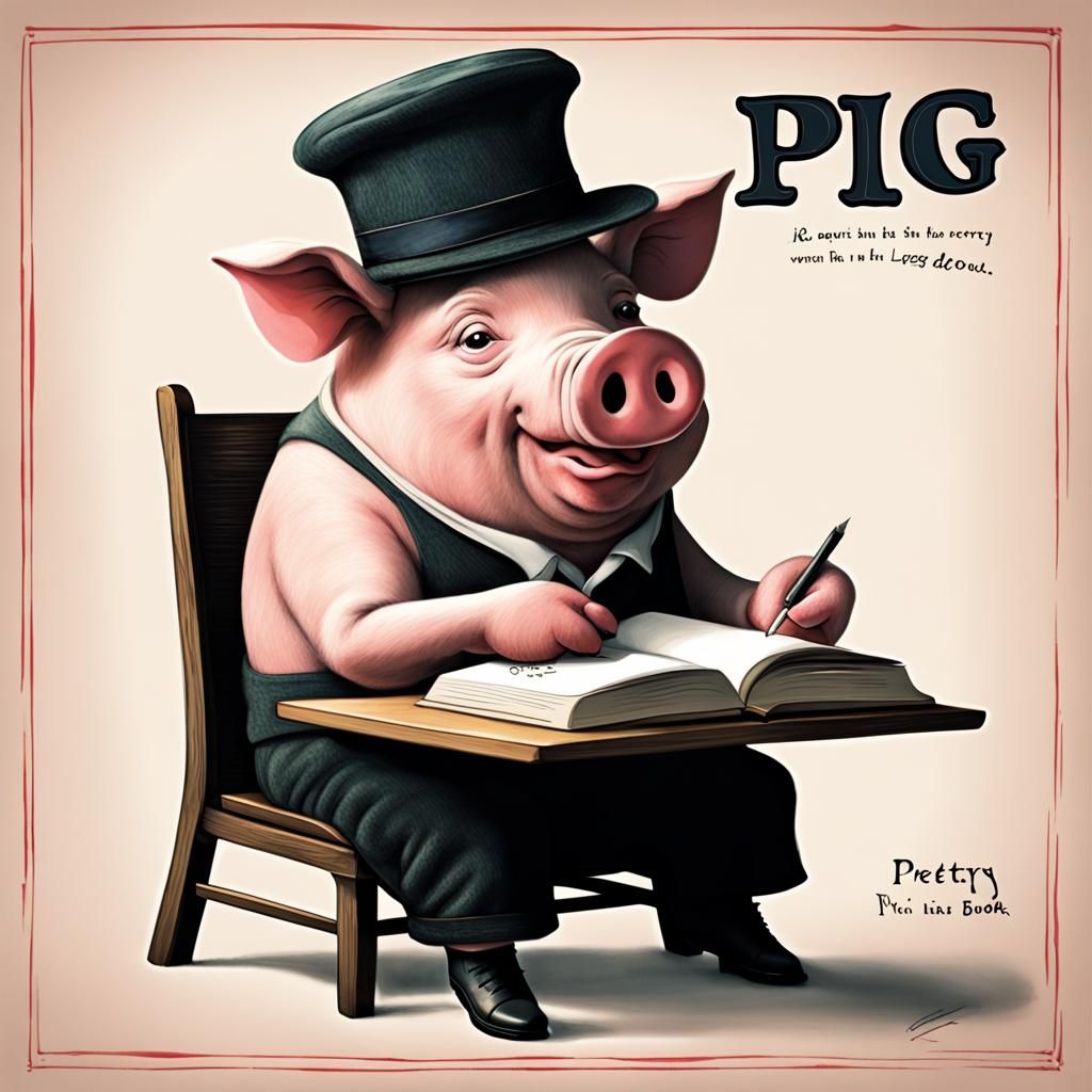 Pig in Hat Writes Poetry Book in Cinematic Style