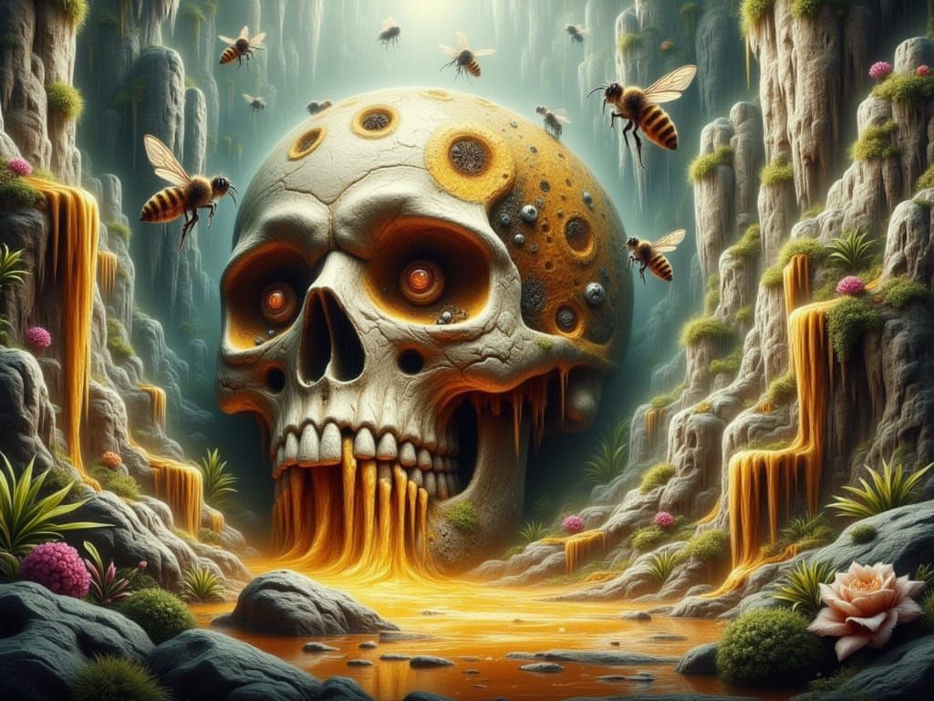 Surreal Fantasy Skull Amidst Wild Nature
