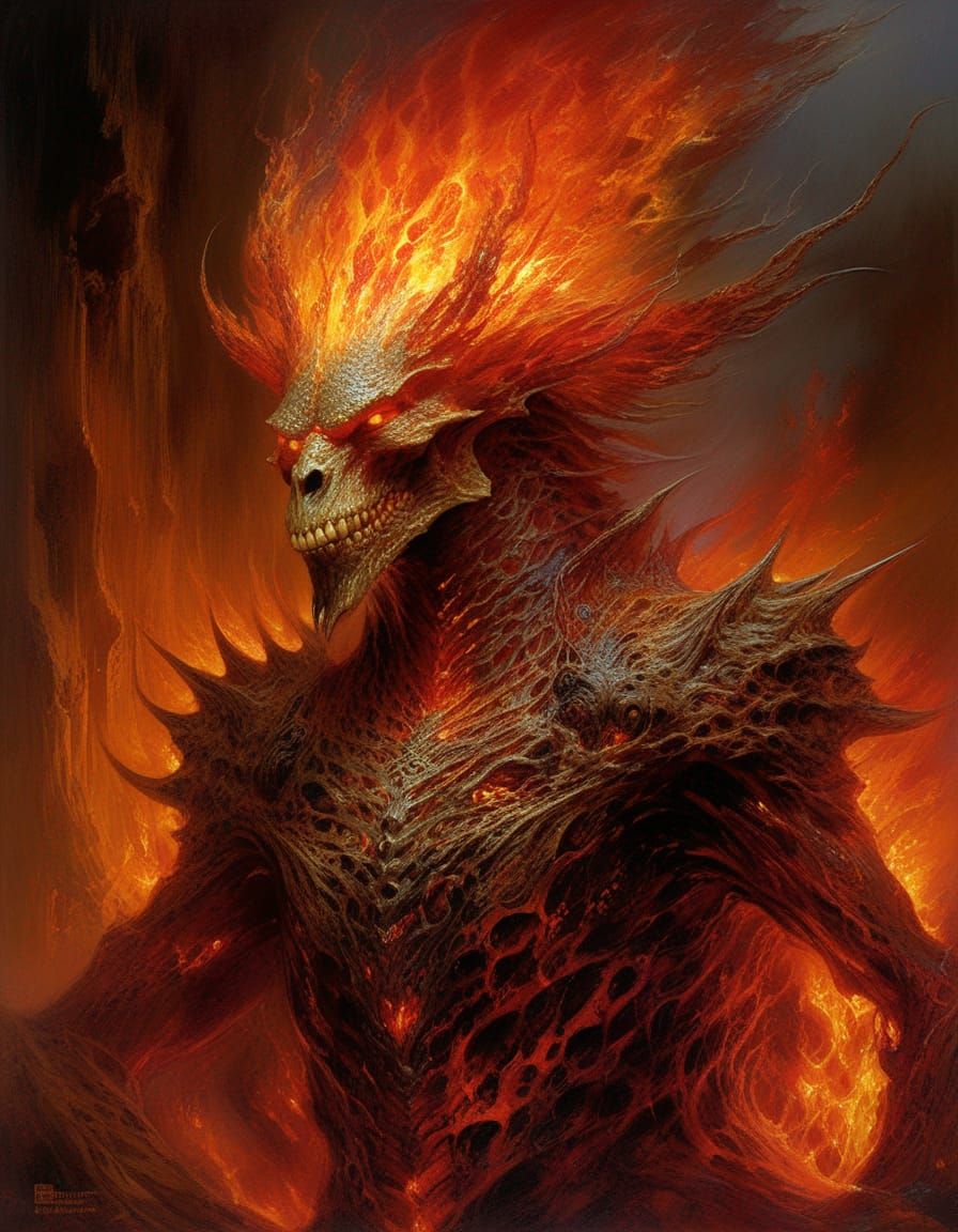 Elegant Fire Elemental in Digital Art Style