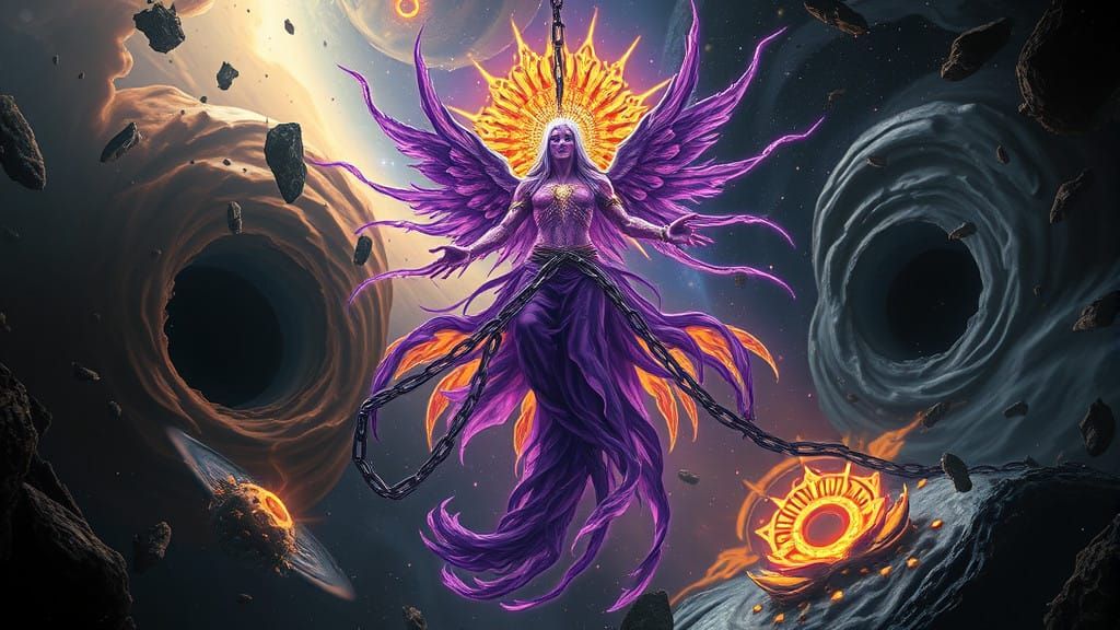 Astral Goddess Trapped in Cosmic Prison of Black Holes