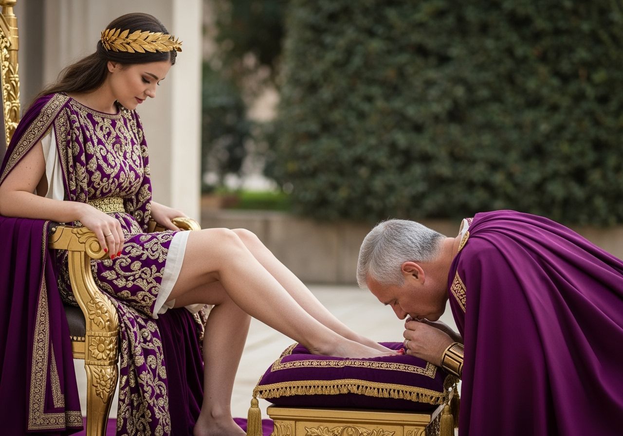 Roman Empress on Gold Throne in Photo-Realistic Style