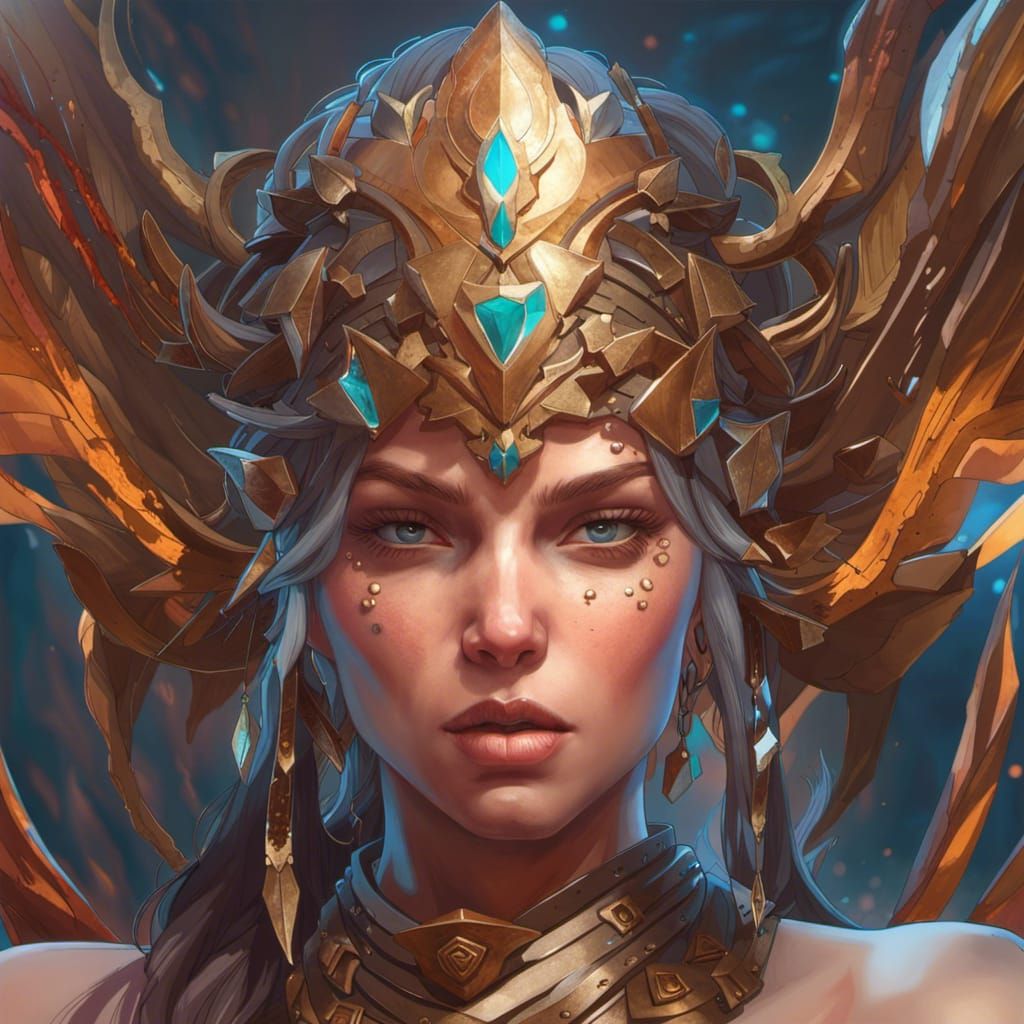 Detailed Warrior Goddess Portrait in Digital Art