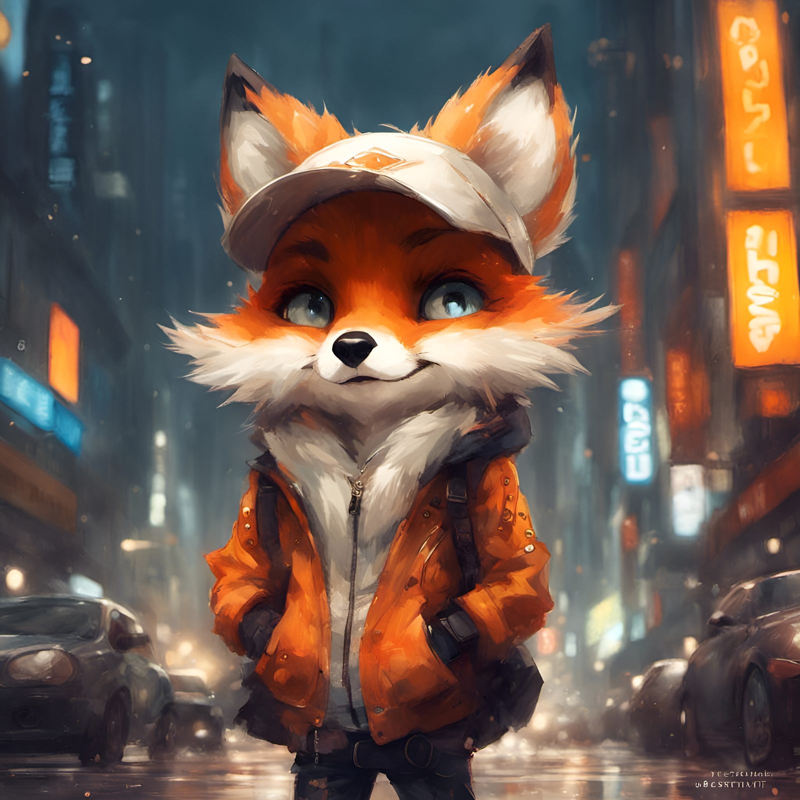 Adorable Furry Fox in Street Clothes
