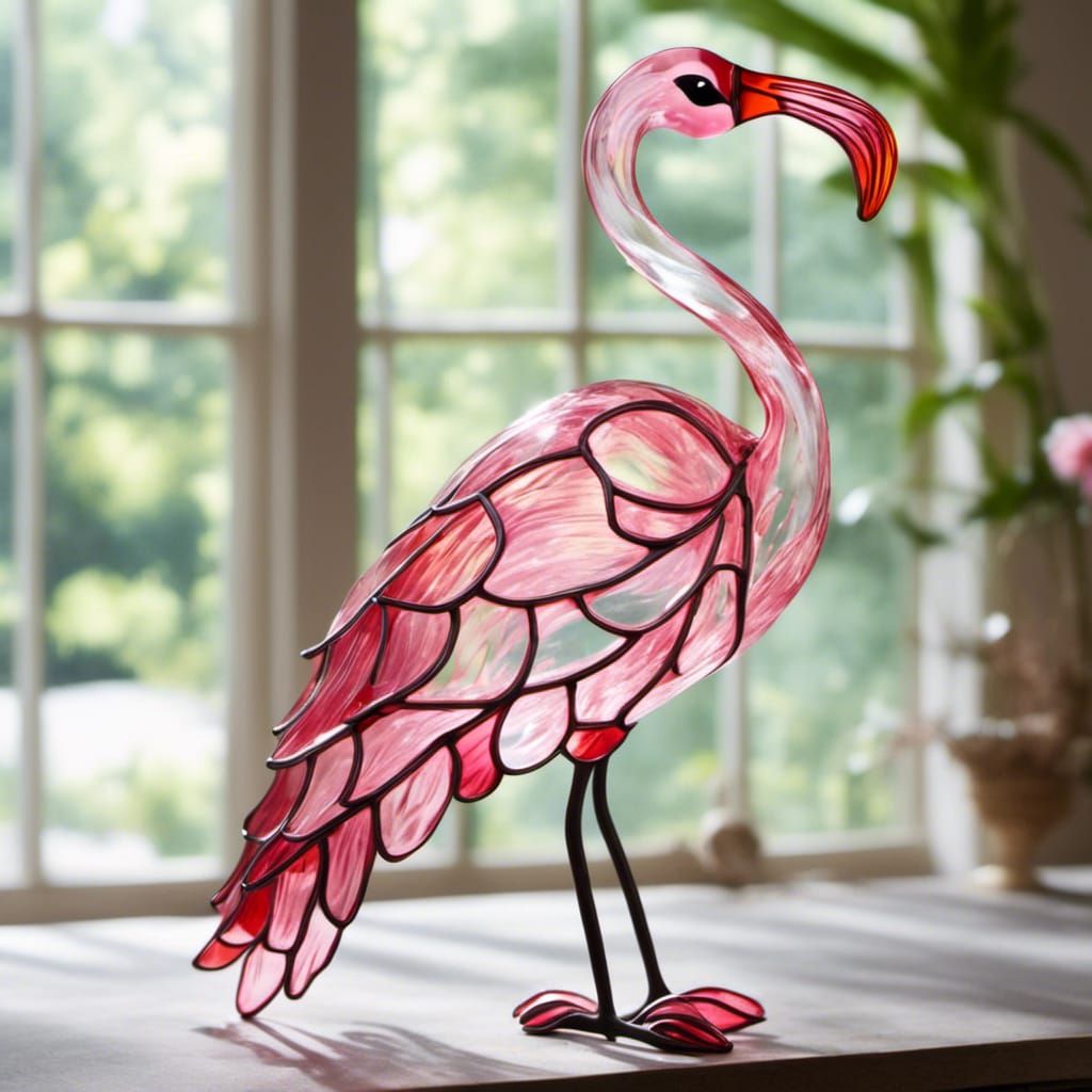Stained Glass Flamingo Art