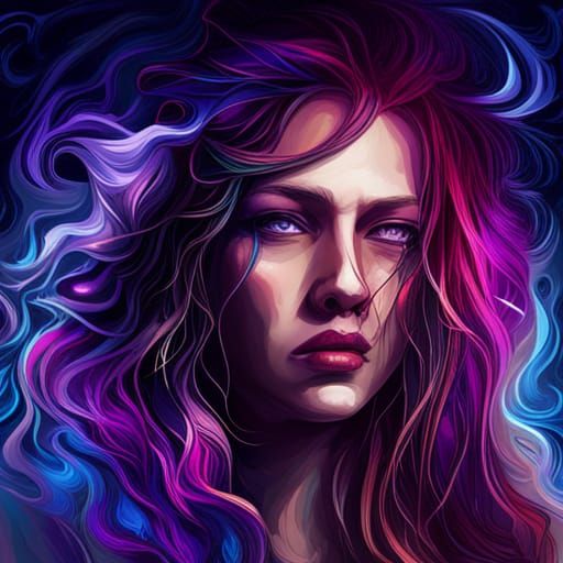 Crying Woman in Graffiti Street Art Style