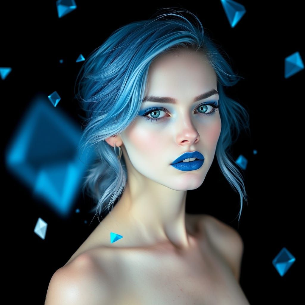 Ethereal Woman in Cyberpunk Glitch Art