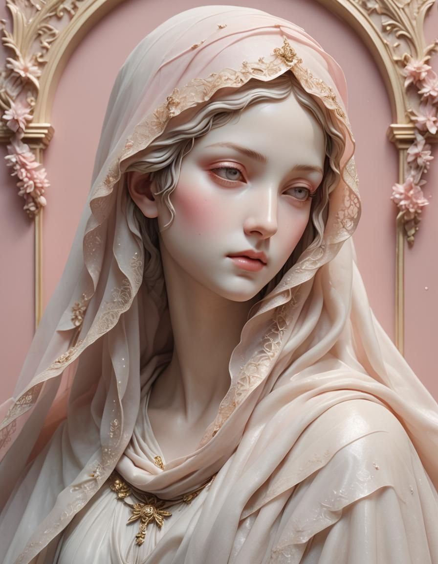Pink Soap Veiled Lady in Anime Style