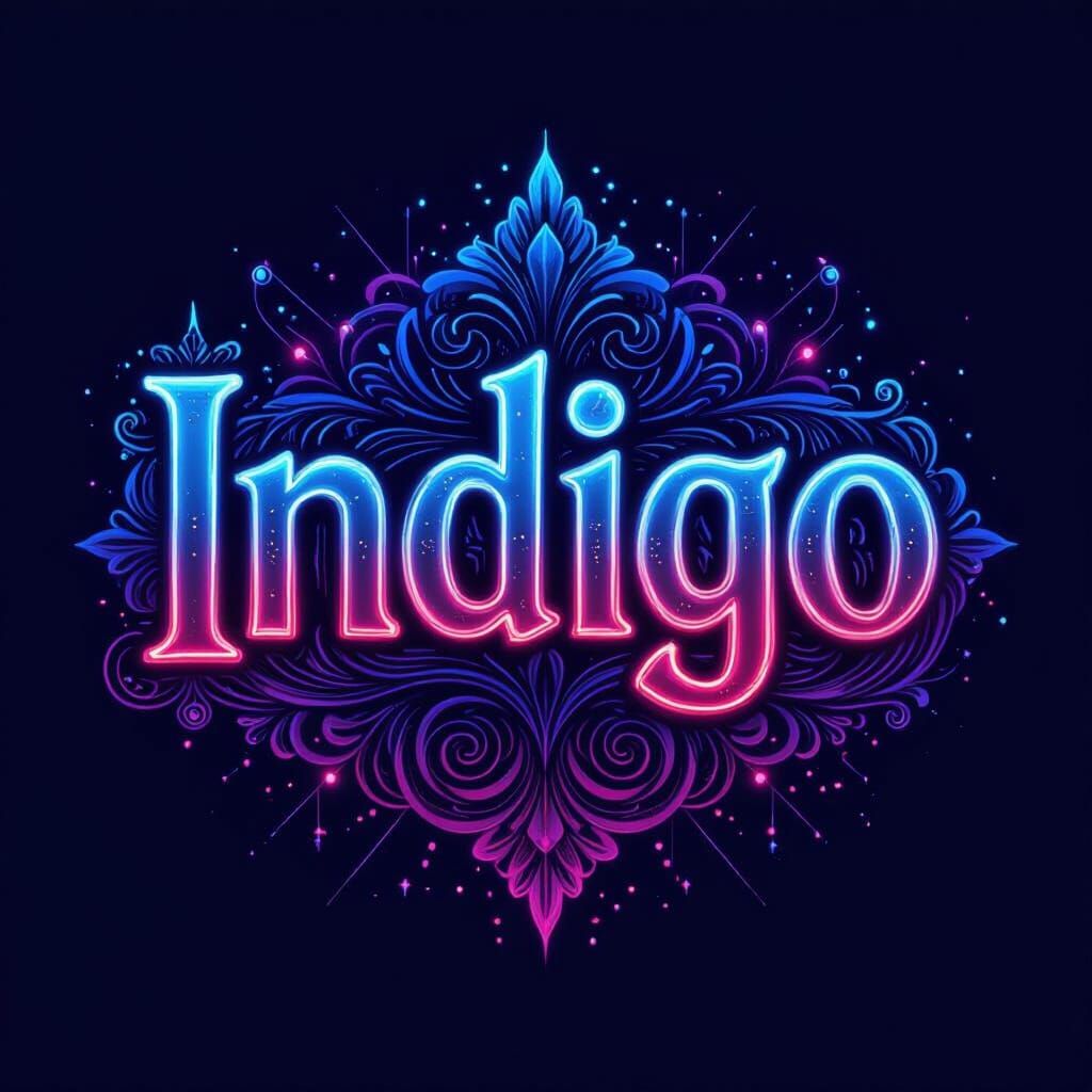 Futuristic Neon Indigo Logo Design