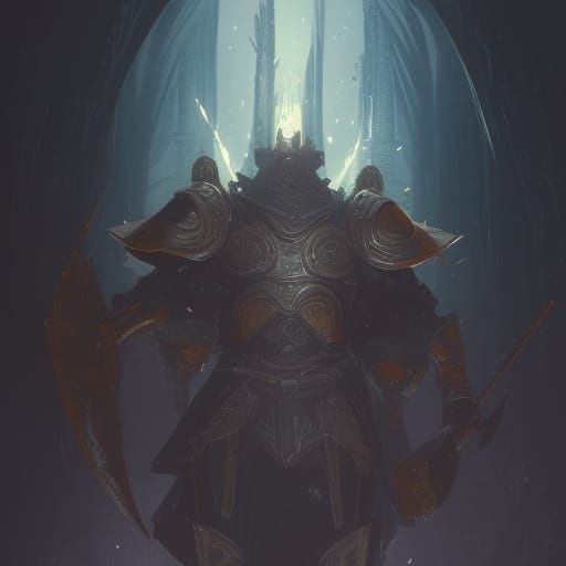 Detailed Ice Knight in Dark Fantasy Style