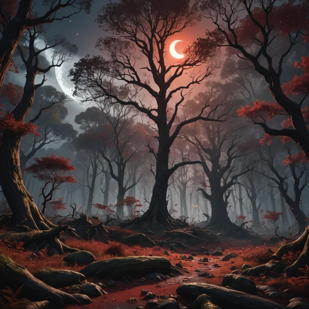 Dark Sun and Blood Moon Fantasy Concept Art