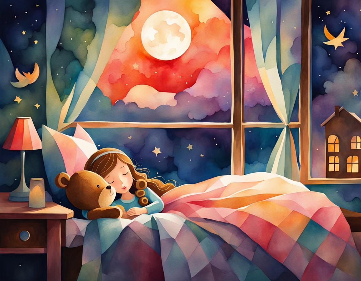 Whimsical Princess with Teddy Bear Watercolor