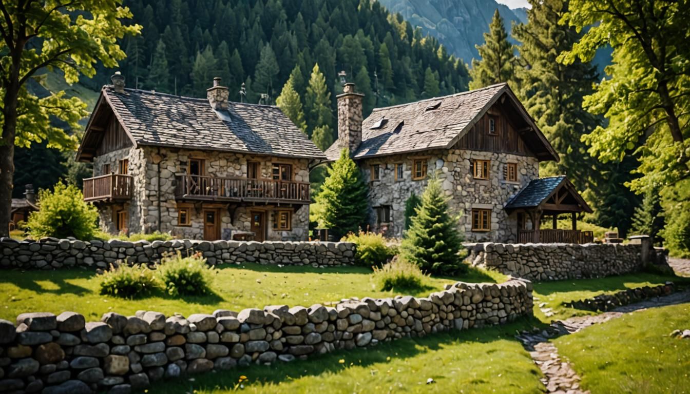 Picturesque Stone Cottages in French Alps: Photography