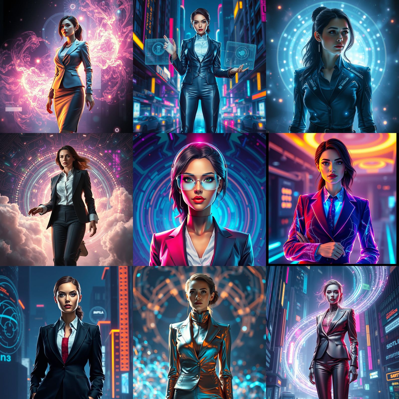 Hologram Businesswoman in Detailed Matte Painting Style