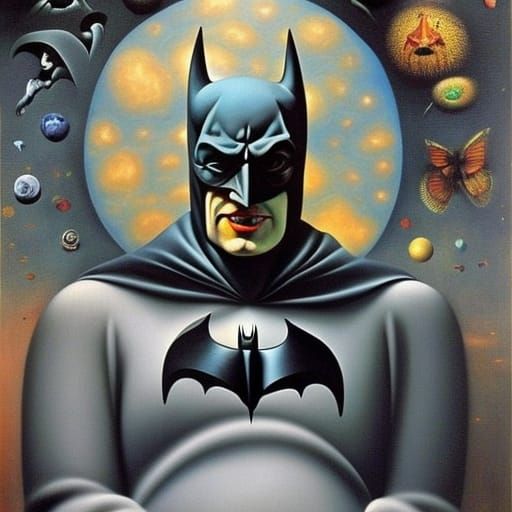 Hyperrealistic Batman in Starry Night Sky