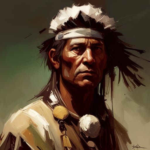 Native American Scout Portrait in Artstation Style