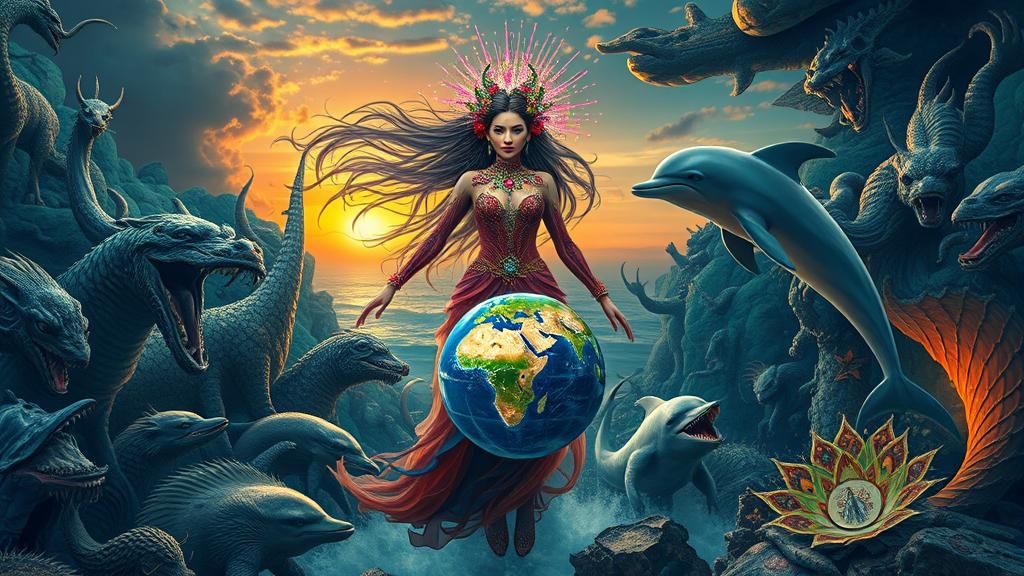 Psychedelic Gaia: Mythical Woman in a Bio-Art Dreamscape