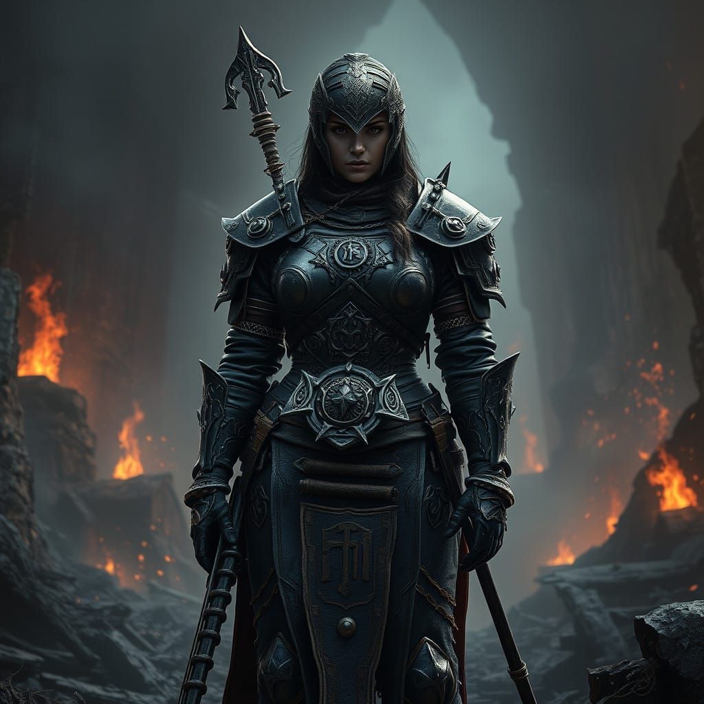 Mystical Warrior in Dark Fantasy Realm