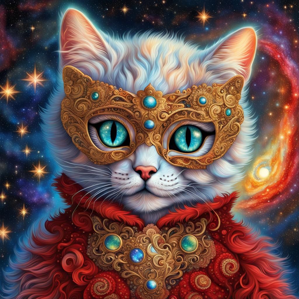 Cosmic Kitten Masquerade in Baroque Style
