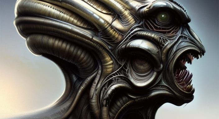 Alien Portrait in Cyberpunk Style